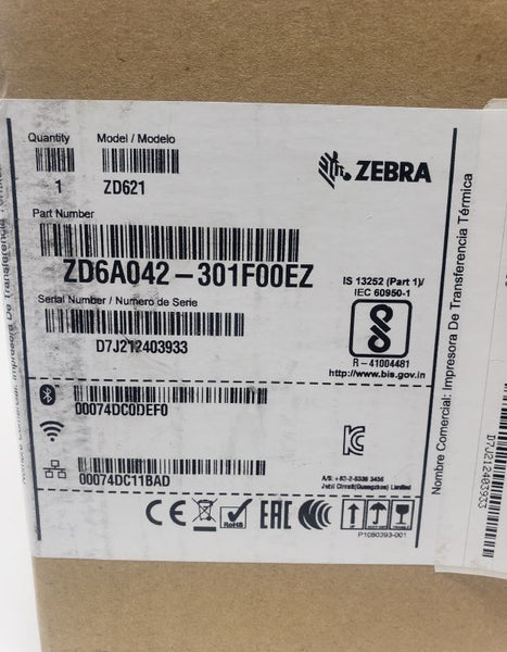 Zebra ZD621 Barcode Label Printer ZD6A042-301F00EZ RetailTechOutlet