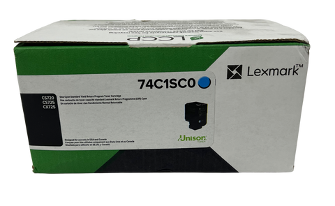 Genuine Lexmark 74C1SC0 Cyan Return Program Toner Cartridge SEALED