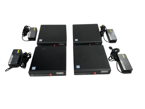 Lot of 4 Lenovo ThinkCentre M920Q Mini PC i5 8500T-2.10Ghz w/AC Adapter for parts