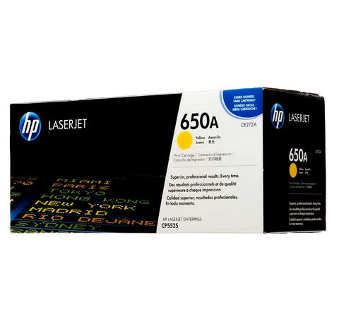 HP 650A Yellow Original LaserJet Toner Cartridge, CE272A