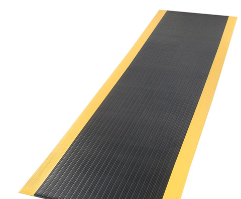 Anti-fatigue ribbed surface mat 3/8" thick 3ft x 53ft Black & Yellow