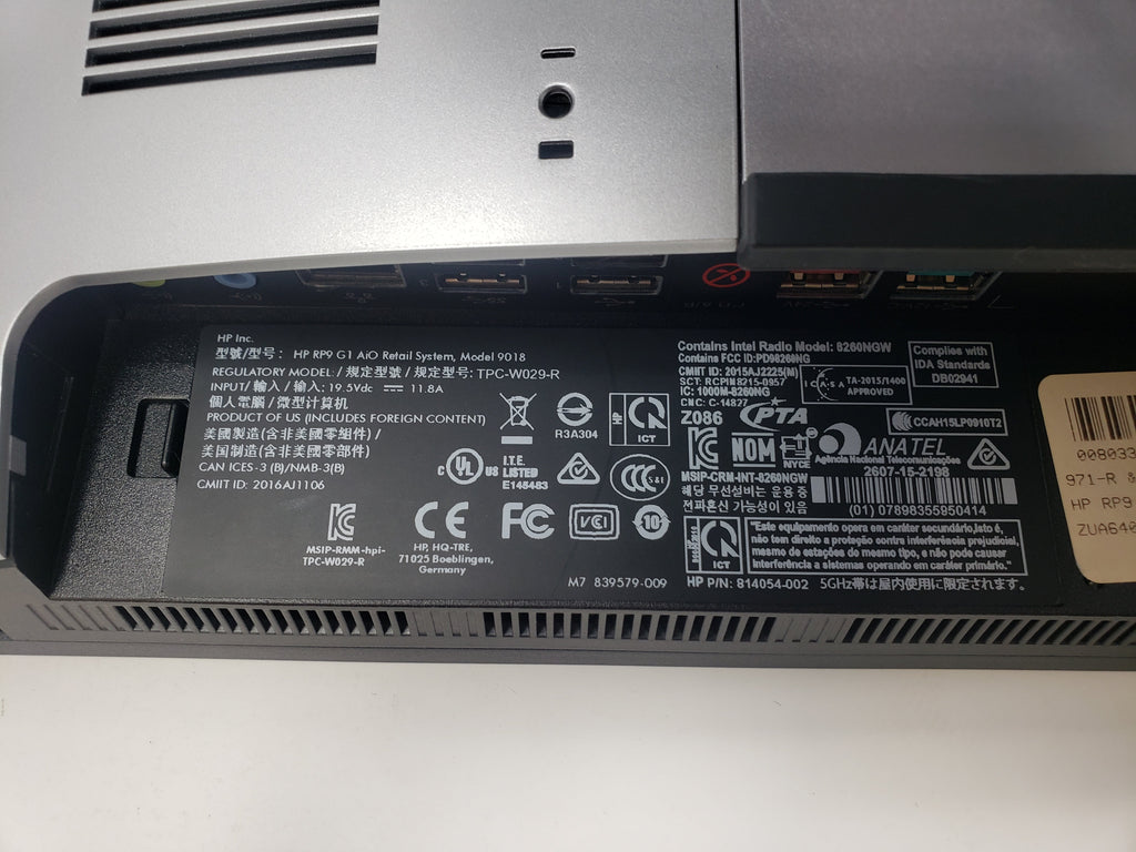 Hp Rp9 Label HP RP9 G1 AIO Retail System Model 9018 Z1F47US#ABA | RetailTechOutlet
