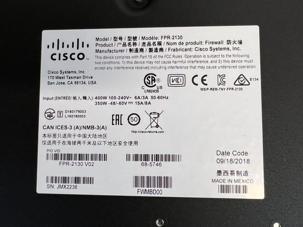 Cisco FPR2130 Fire Power FPR-2130 ASA Security Appliance. New In Box ...