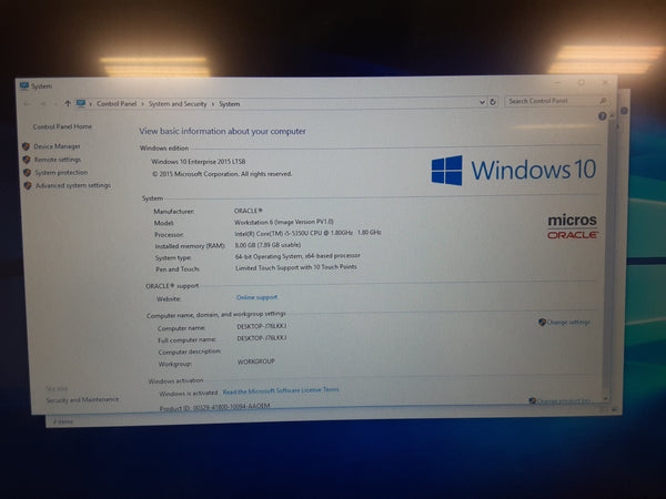 Micros Oracle Workstation6 (650) 7321804 Terminal w/Stand 256GB 8GB RA ...